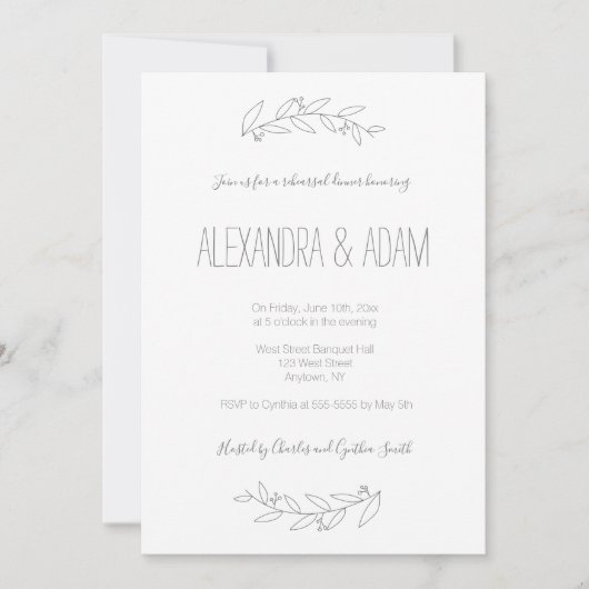 モダンでエレガントなリースのリハーサルの夕食の招待状 招待状 (正面)