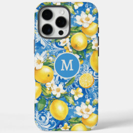 モダンでエレガントなレモン・シトラスモノグラム オーダーメイド iPhone 16 PRO MAXケース