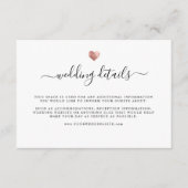 モダンでエレガントなローズゴールドのハートウェディング詳細 エンクロージャーカード (正面)