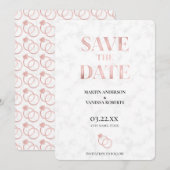 モダンでエレガントなローズゴールド大理石の結婚指輪 セーブザデート (正面/裏面)