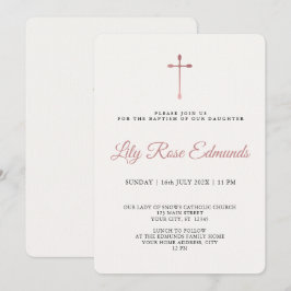 モダンでエレガントなローズゴールド＆ブラックの洗礼式案内 招待状