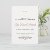 モダンでエレガントなローズゴールド＆ブラックの洗礼式案内 招待状 (スタンド正面)