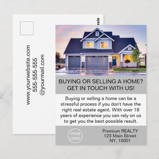 モダンでエレガントな不動産エージェント カード (正面/裏面)