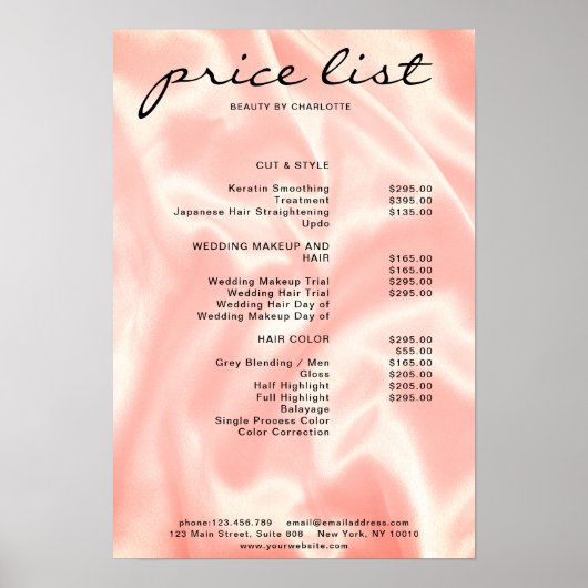 モダンでエレガントな価格リスト ポスター (正面)