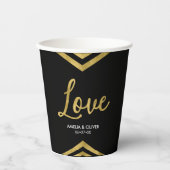 モダンでエレガントな偽のゴールドシェブロン幾何学 紙コップ (正面)