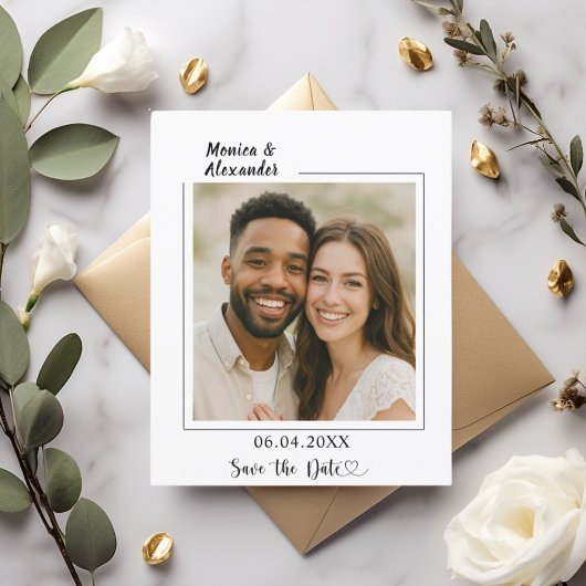 モダンでエレガントな写真の結婚式予算 Save the Date チラシ