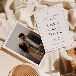 モダンでエレガントな写真フレーム付き結婚式のSave the Date セーブザデート