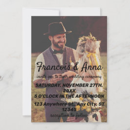 モダンでエレガントな写真付き結婚式招待状 招待状