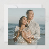 モダンでエレガントな写真 新婚夫婦  ハッピーホリデー シーズンカード (正面)