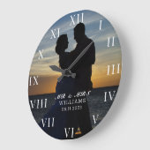 モダンでエレガントな写真 新婚 結婚 ラージ壁時計 (傾斜)