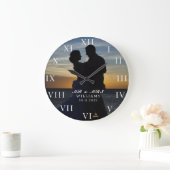モダンでエレガントな写真 新婚 結婚 ラージ壁時計 (ホーム)