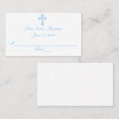 モダンでエレガントな十字のBapstismの座席の座席表 プレイスカード (正面/裏面)