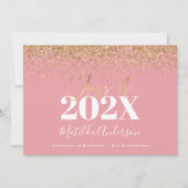 モダンでエレガントな卒業式のピンクゴールドスクリプト 招待状 (正面)