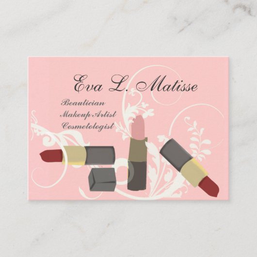 モダンでエレガントな口紅のファッションMUAのメーキャップアーティスト 名刺 (正面)