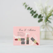 モダンでエレガントな口紅のファッションMUAのメーキャップアーティスト 名刺 (スタンド正面)