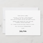 モダンでエレガントな名付け親提案写真カード 招待状 (裏面)