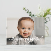 モダンでエレガントな名付け親提案用写真カード 招待状 (スタンド正面)