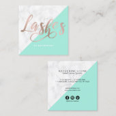 モダンでエレガントな大理石及びばら色の金ゴールドは延長を打ちます スクエア名刺 (正面/裏面)