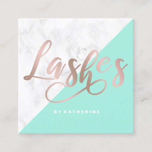 モダンでエレガントな大理石及びばら色の金ゴールドは延長を打ちます スクエア名刺 (正面)