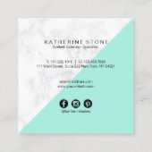 モダンでエレガントな大理石及びばら色の金ゴールドは延長を打ちます スクエア名刺 (裏面)