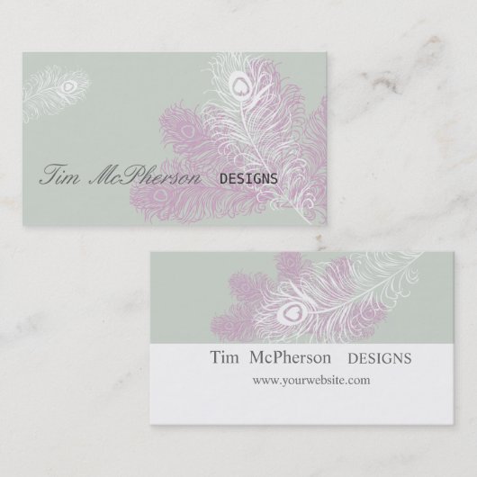 モダンでエレガントな孔雀は謝肉祭に羽をつけます 名刺 (正面/裏面)