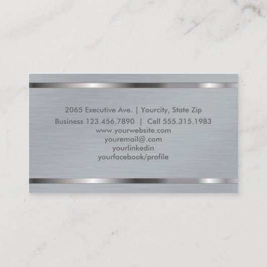 モダンでエレガントな専門の灰色によってブラシをかけられる金属 名刺 (裏面)