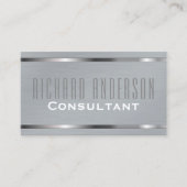 モダンでエレガントな専門の灰色によってブラシをかけられる金属 名刺 (正面)