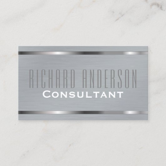 モダンでエレガントな専門の灰色によってブラシをかけられる金属 名刺 (正面)