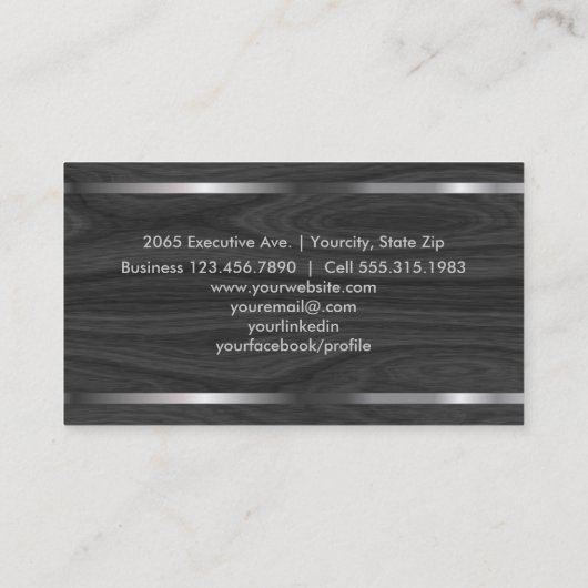 モダンでエレガントな専門の灰色の木製の金属の一見 名刺 (裏面)