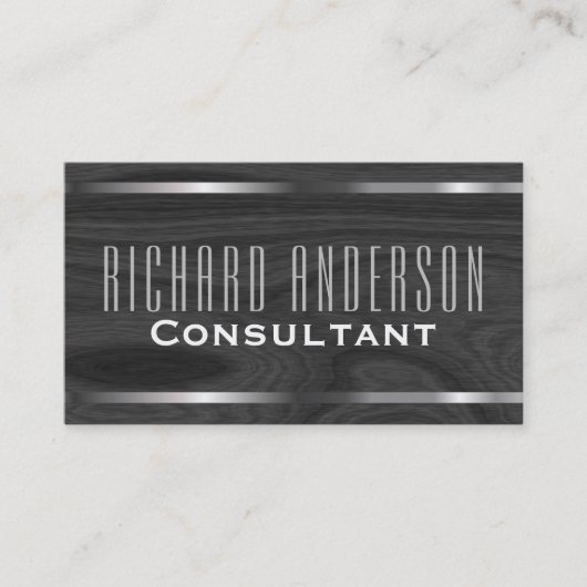 モダンでエレガントな専門の灰色の木製の金属の一見 名刺 (正面)