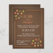 モダンでエレガントな感謝祭のディナー・パーティ 招待状 (正面/裏面)