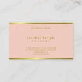 モダンでエレガントな手の原稿のピンクの金ゴールドのイベントプランナー 名刺 (裏面)