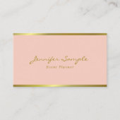 モダンでエレガントな手の原稿のピンクの金ゴールドのイベントプランナー 名刺 (正面)