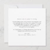 モダンでエレガントな手書きの結婚式フォトスクエア サンキューカード (裏面)