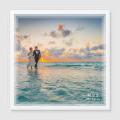 モダンでエレガントな新婦新郎の写真 ウェディングギフト マグネット招待状 (正面)