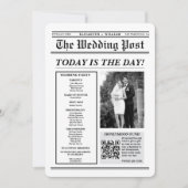 モダンでエレガントな新聞風結婚式プログラム 招待状 (正面)