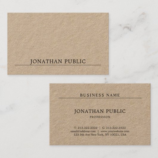 モダンでエレガントな最小主義の専門の平野のカッコいい 名刺 (正面/裏面)