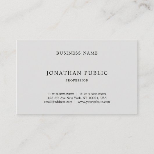 モダンでエレガントな最小主義の明白できれいで粋な豪華 名刺 (裏面)