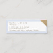 モダンでエレガントな最小主義の金ゴールドのアクセントのパステル調の青 スキニー名刺 (裏面)