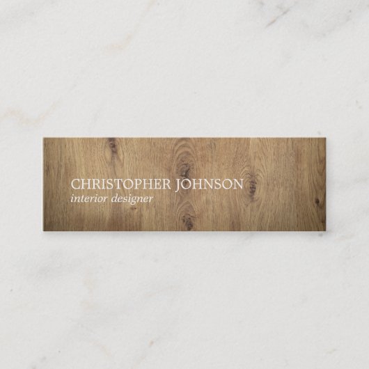 モダンでエレガントな木の白人のインテリア・デザイナー スキニー名刺 (正面)