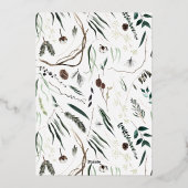 モダンでエレガントな植物学のタイポグラフィーの写真 シック 箔シーズンカード (裏面)