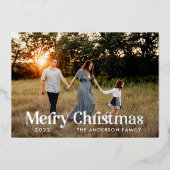 モダンでエレガントな植物学のタイポグラフィ写真 箔シーズンカード (正面)