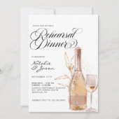 モダンでエレガントな水の色のワインリハーサルディナー 招待状 (正面)