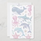 モダンでエレガントな水彩の海の動物ベイビーシャワー４ 招待状 (裏面)