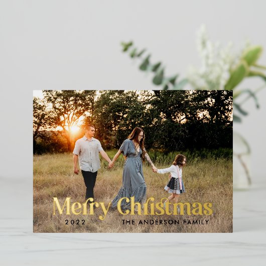 モダンでエレガントな水彩ボタニカルが特徴の、落ち着いた農村風のブラックインテリア 箔シーズンカード (立ち正面)