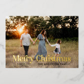 モダンでエレガントな水彩ボタニカルなルスティックハイブリッド、ブラックを基調とした現代的なデザイン 箔シーズンカード (正面)