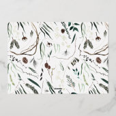 モダンでエレガントな水彩ボタニカルなルーストイックな黒 箔シーズンカード (裏面)