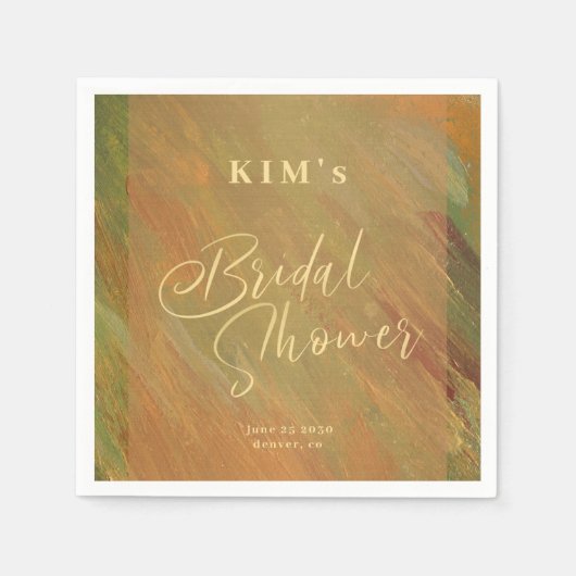 モダンでエレガントな水彩画のブライズシャワー スタンダードカクテルナプキン (正面)