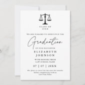 モダンでエレガントな法科大学院卒業写真発表 招待状 (正面)