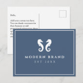 モダンでエレガントな海馬の海岸ブランド ポストカード (正面/裏面)